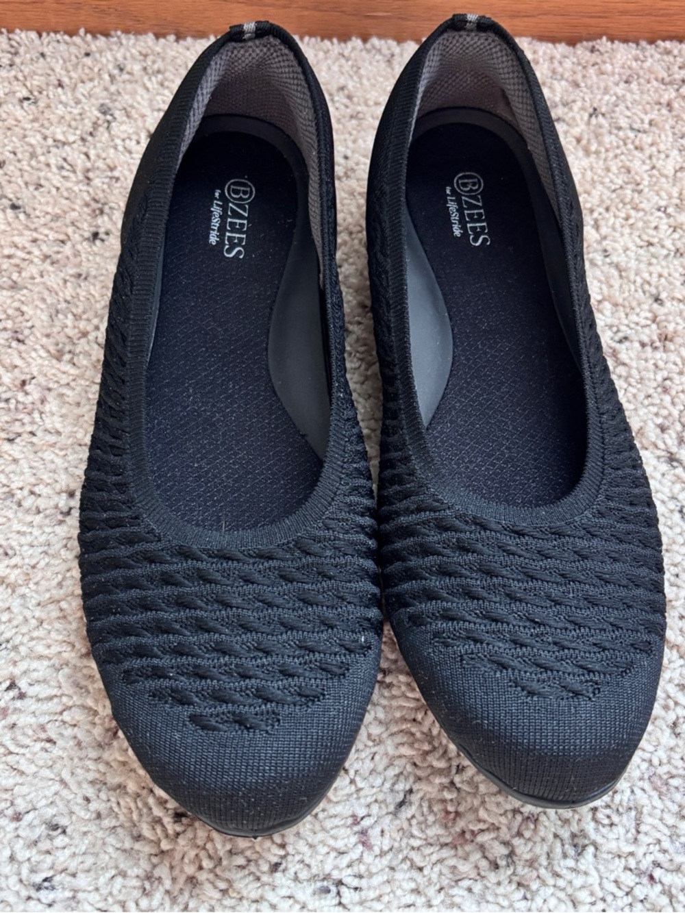 NWOT Bzees for LifeStride Khloe Black Knit Slip-On Ballet Flats women’s 9,5M - Picture 2 of 8